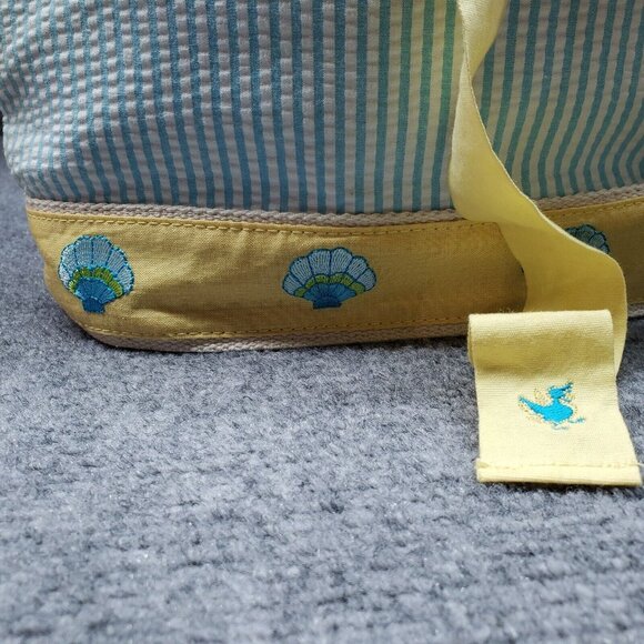 Quacker Factory Shoulder Bag Womens Light Blue Yellow Sea Shell Striped New - Picture 2 of 12